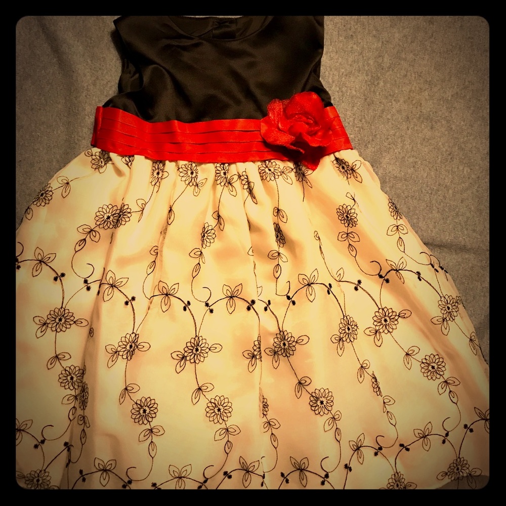 DRESS with Multi Layer Skirt and Big Red Bow
